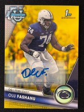 2023 Bowman University Chrome Olu Fashanu Yellow Refractor Auto /75 Penn State