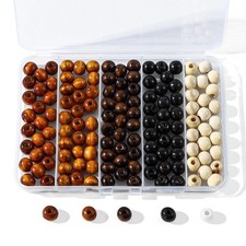 140pcs Large Hole Wooden Beads for Crafts, 5 Colors Vintage Unfinished Wood H...