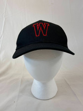 Youth W Baseball Cap Snapback Hat Mesh back Red Embroidered Black Canvas Sports