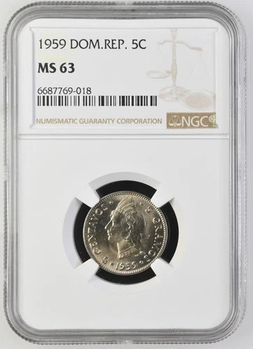 Dominican Republic 5 Centavos 1959 NGC MS 63
