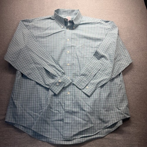 Brooks Brothers Men's XL Blue Plaid Supima Cotton Dress Shirt