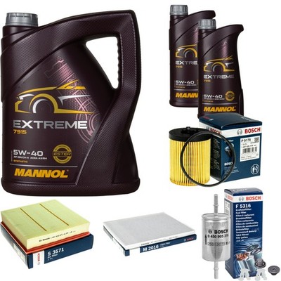 BOSCH Inspektionspaket 7 L MANNOL Extreme 5W-40 für Opel Omega B 2.5 V6 3.0