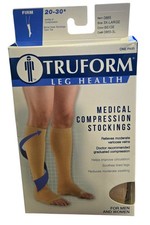Truform 20-30 Below Knee Compression Stockings Open Toe Beige Sz 3XL 0865-3L NEW
