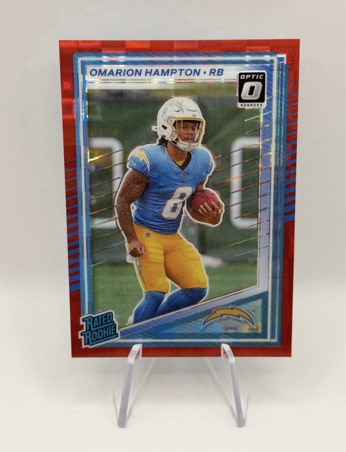 2025 Donruss - Omarion Hampton #303 Optic Rated Rookie Preview Red Pandora