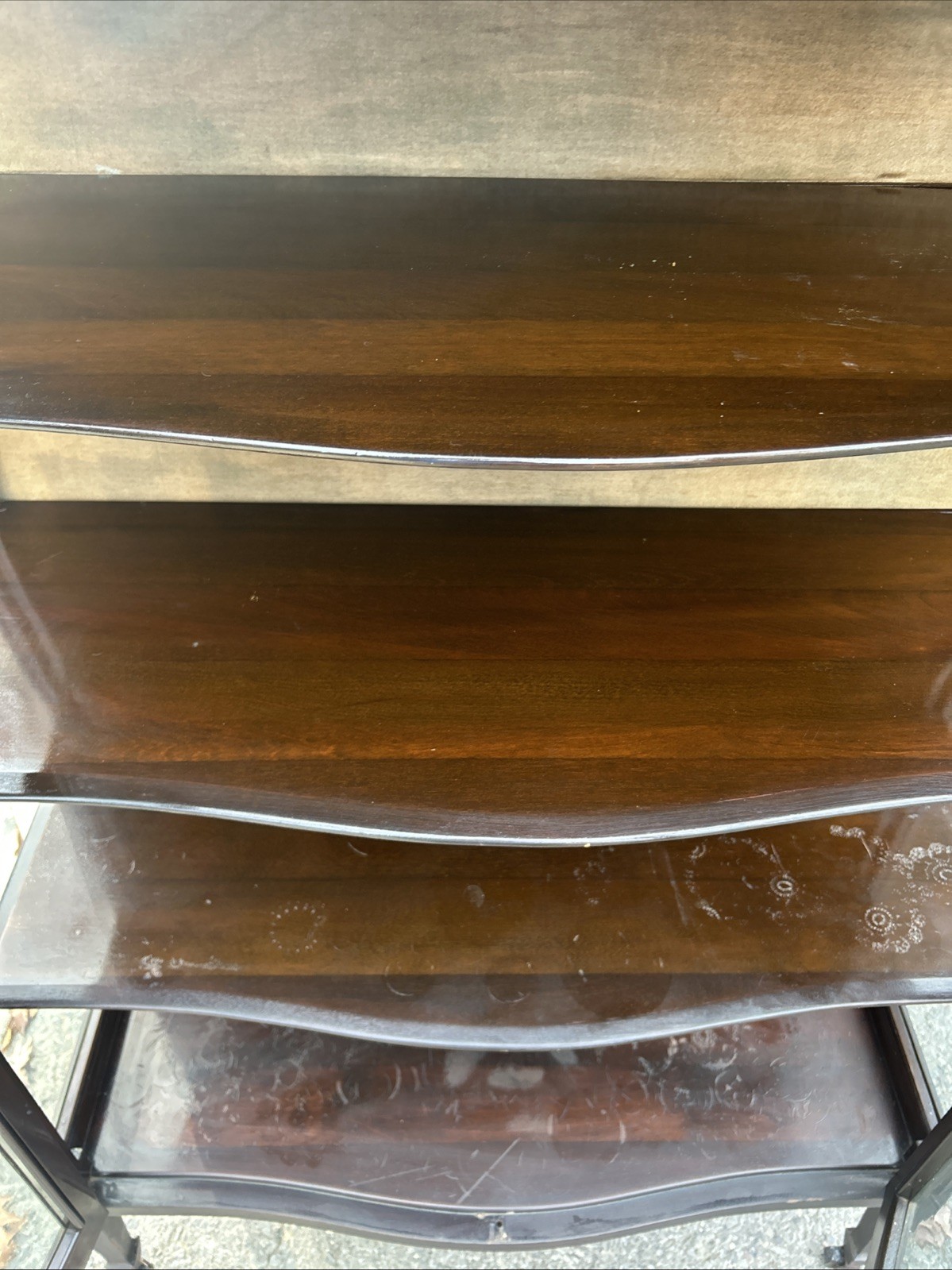 Antique wood cabinet curved glass Great Display Cabinet