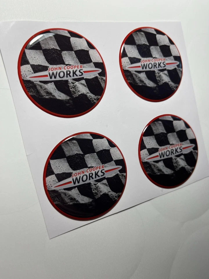 Juego de 4 calcomanías de emblema de tapa central de resina abovedada 3D MINI Cooper Foto 2 de 3