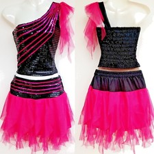 Girls ladies cheerleader costume/dress carnival/cosplay black/pink size 98-188