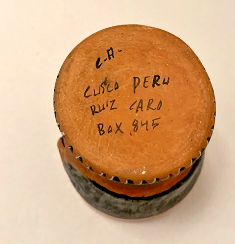 Vintage Peru Kunst Studio Keramik Handarbeit signiert Dekor Gefäß Stamm selten vielseitig - Bild 11 von 23