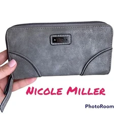 Nicole Miller Zip Around Wallet Grey