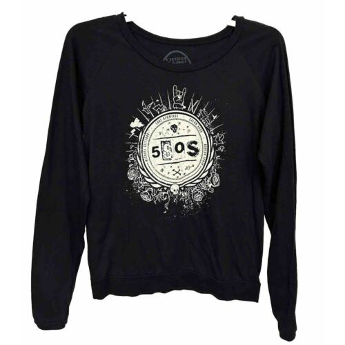5SOS 5 Seconds Of Summer 2014 Band Tee Womens Size XL Black Long Sleeve Rock - Picture 1 of 4