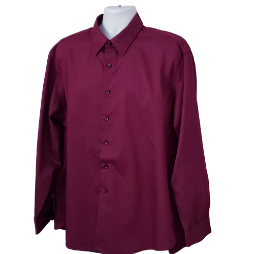 Mens Van Heusen Studio Dress Shirt Size XL Neck 17 Burgundy Thin Dark