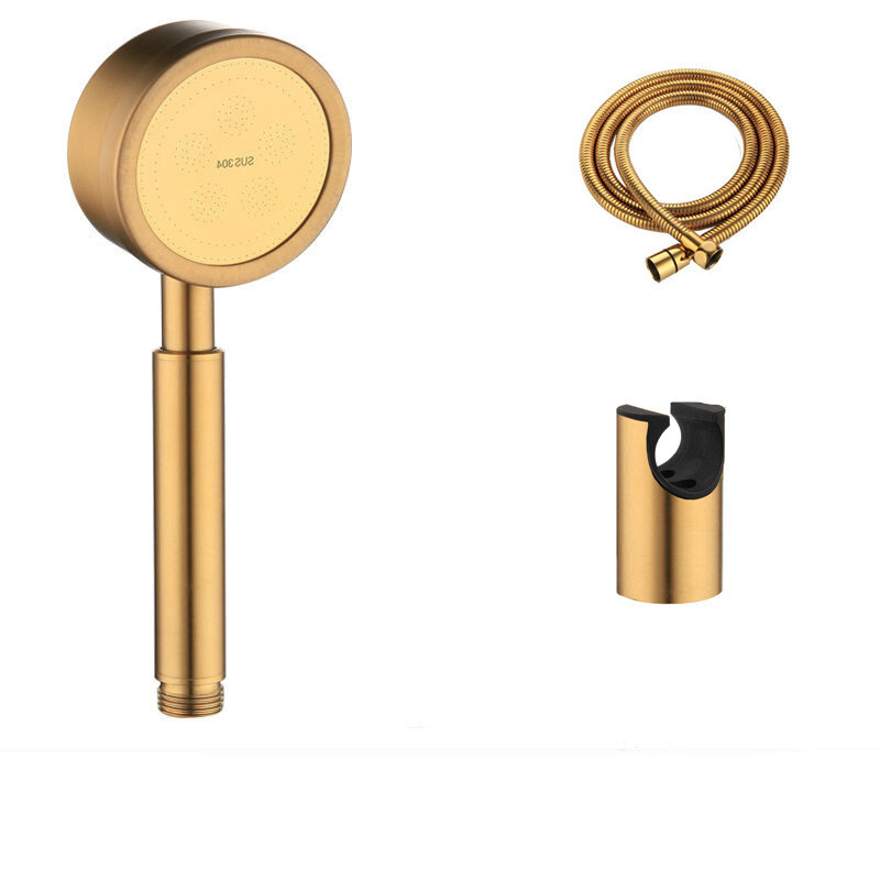 Brushed Gold Shower Set Stainless Steel Head With Handshower Mixer System Tap