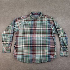 Tommy Bahama Shirt Mens XL Red Green Plaid Flannel Long Sleeve Button Up Casual