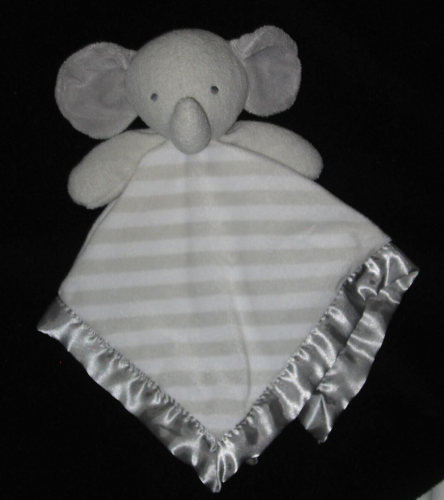 Cloud Island Gray and White Striped Elephant Lovey Security Blanket for Babies  