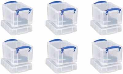 6 Stück starke transparente Kunststoff Really Useful 3 Liter Boxen