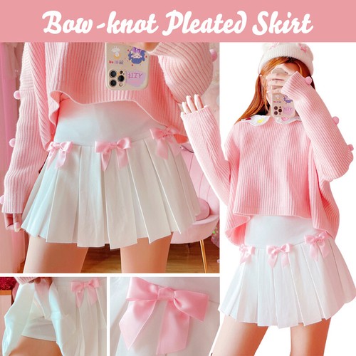 Mujeres Kawaii Arco Plisado Mini Falda Uniforme Patinador Tenis Acampanado Rosa Falda Corta - Imagen 1 de 12