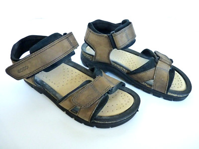 ECCO Men's Sz 40 Brown Sport Leather Hiking Sandals Shoes Adjustable Strap