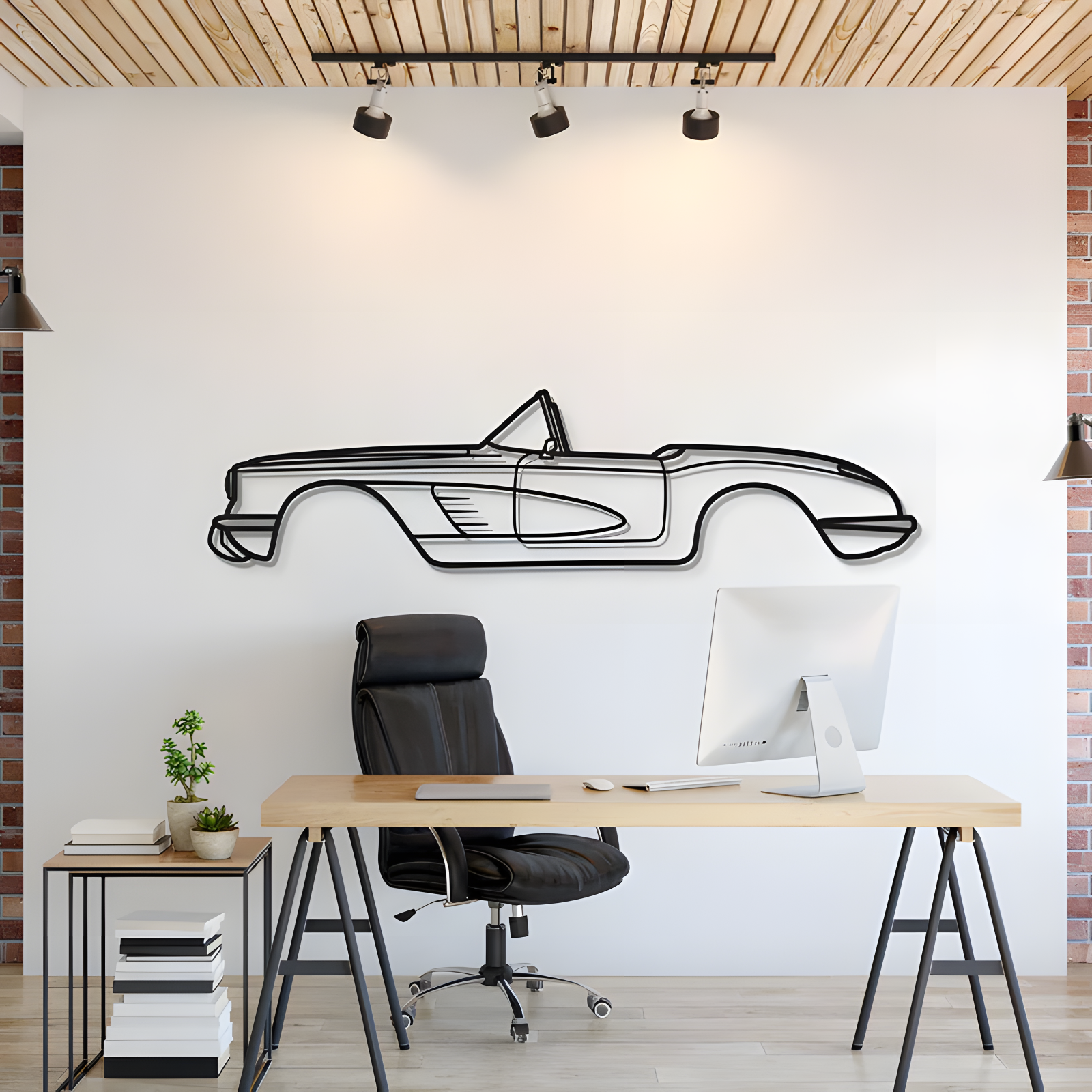 Wall Art Home Decor 3D Acrylic Metal Car Silhouette 1960 Chevrolet Corvette