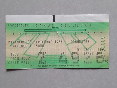 PLACE DE CONCERT JOHNNY HALLYDAY * PO PB 20 SEPTEMBRE 1987 BERCY - Photo 1/2
