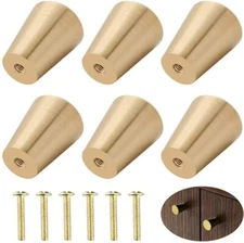  6 Pack Brass Cabinet Knob Solid Pure Copper Tapered Knob Handle for Dresser