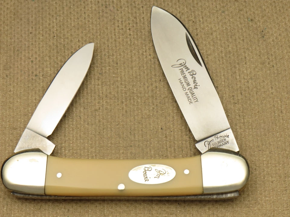 Cuchillo de canoa vintage Carl Schlieper Solingen JIM BOWIE asas amarillas - COMO NUEVO Foto 2 de 4