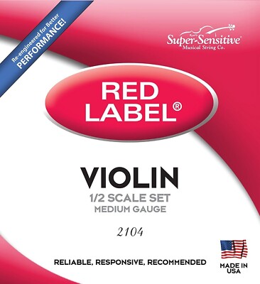 Super Sensitive Red Label Series Violin String Set 1/2 Size, Medium