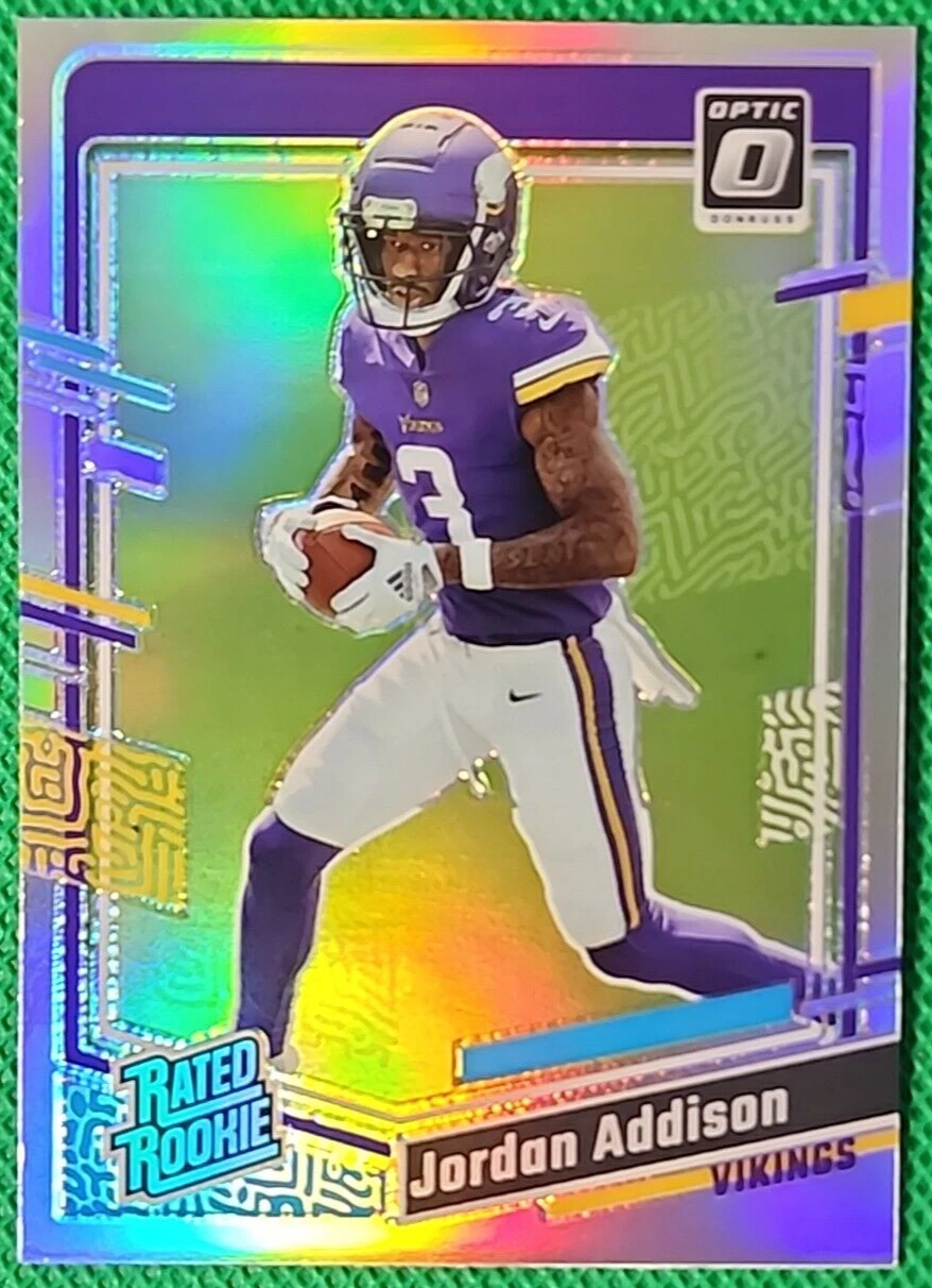 2023 Donruss Optic #271 Jordan Addison Silver Holo Prizm Vikings Rated Rookie