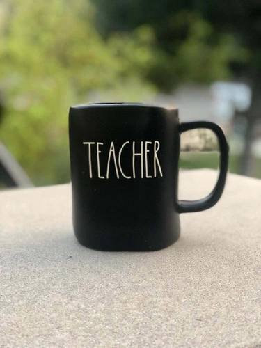 RAE DUNN by Magenta Artisan Collection "TEACHER" Black Coffee Mug - NEW