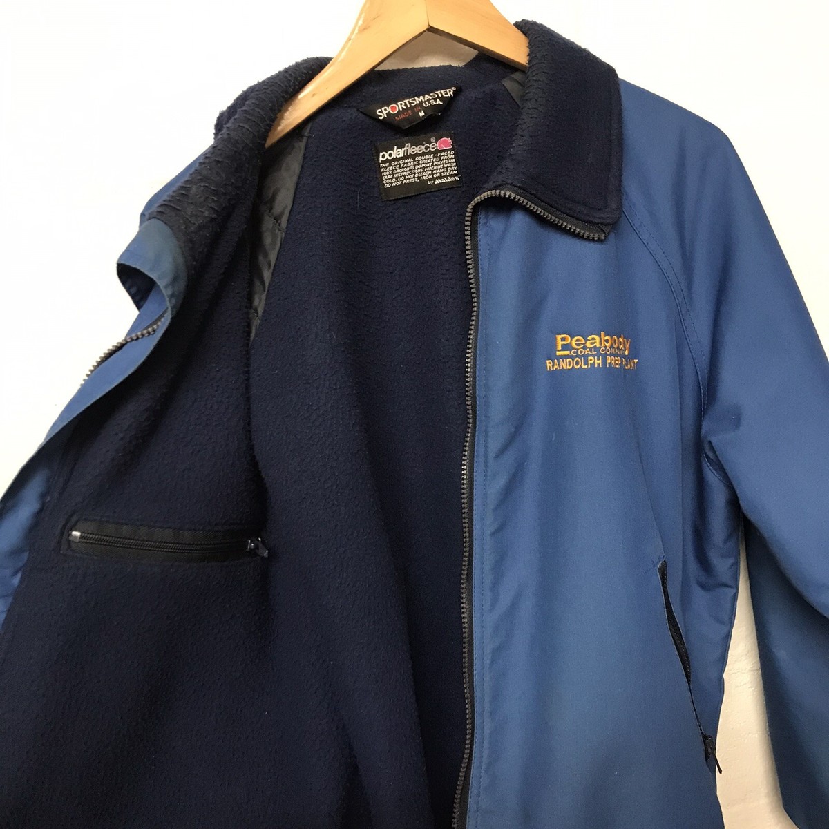 Vintage Sportsmaster Polar Fleece Jacket Blue Size M Peabody Coal 