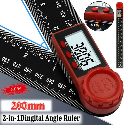 Digitaler Winkelsucher Winkelmesser (8 Zoll/200 mm) Messlineal mit LCD-Display - Bild 8 von 9