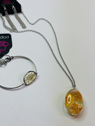 Schmuckset Paparazzi Halskette Ohrringe Armband Silber gelb, zart, mädchenhaft - Bild 5 von 19