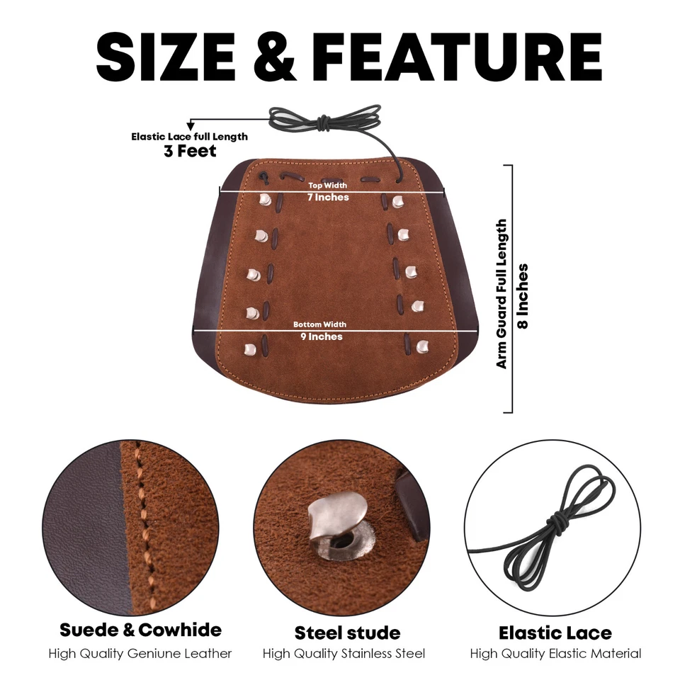 Traditional Leather Archery Arm Guard Forearm Protection for Hunting - Image 2 of 3