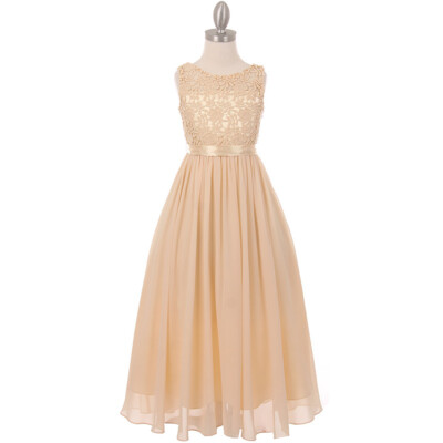 CHAMPAGNE Size 6 Flower Girls Dress Party Wedding Recital Birthday Pageant