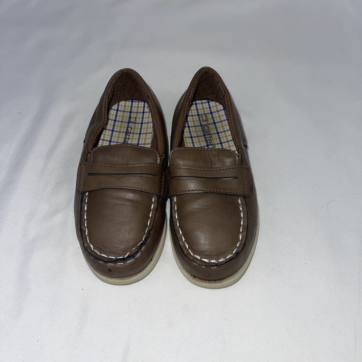 Carter's Baby Boy Dress Shoes Size 11 Brown Loafers Dressy Casual Stitching