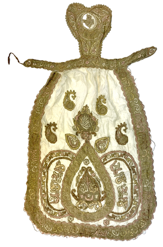 18TH CENTURY? Antique apron embroidered FINE embroidery (possibly SILK?)
