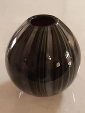 Vintage Hand Blown Art Glass Ball Vase