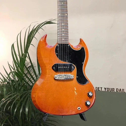 SG Custom Electric Guitar: 6-String Orange Mahogany Body Fixed Bridge H Pickups