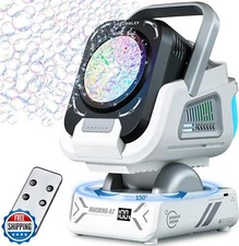 2025 Upgraded Bubble Machine with Remote Control, Automatic Rotation and RGB 