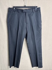 Reaction Kenneth Cole Mens 36x29 Flat Front Pants Suit Dark Gray Herringbone