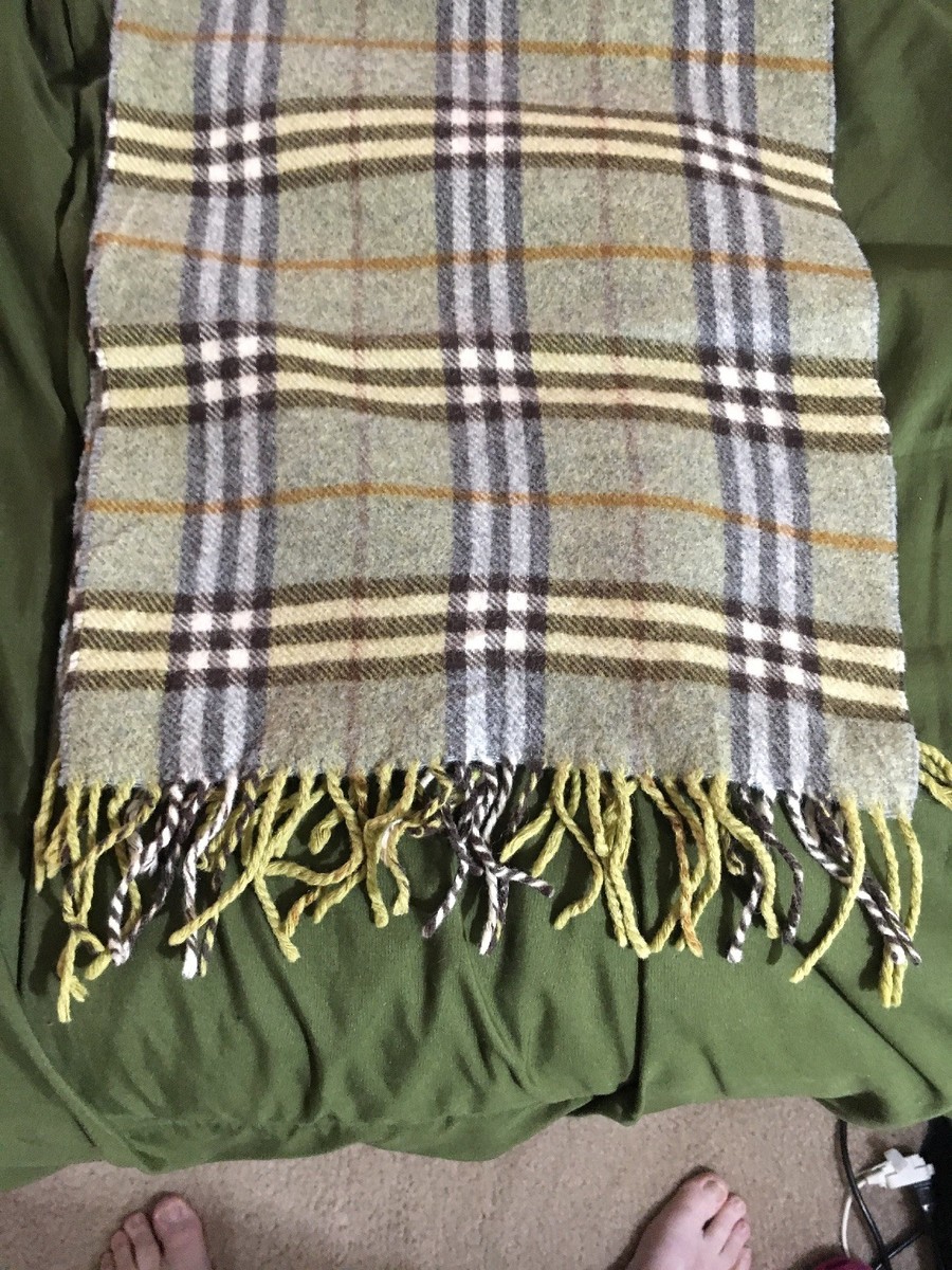 スカーフ Burberry Ekd Check Scarf - Burberry - Wool - Green Burberry Green Check Wool Scarf Burberry