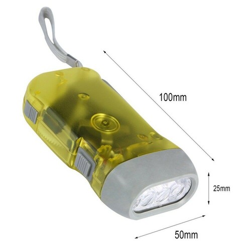 LED Hand Crank Flashlight No Battery Self Powered Charging Torch Dynamo - Picture 6 of 15