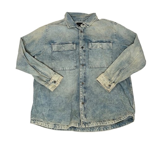 Giacca Camicia Jeans Denim Vintage Snap Blu Sbiadito Uomo Taglia L 42-44 Lavoro - Foto 6 di 12