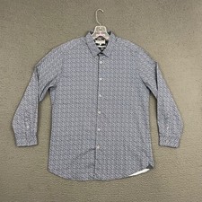 Ted Baker Dress Shirt Mens Size 5 Blue Abstract Long Sleeve Button Up Dad Casual