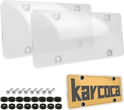 2 Pcs Unbreakable Clear License Plate Covers Shields Protect Your Front & Back