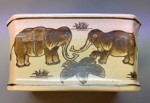 Formalities by Baum Bros Elephant Box Palm Trees Large Trinket Box Vintage - Picture 6 of 12