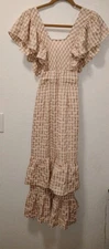 Maxi dress Guinga Womens Entro Beige And White Medium Nwt