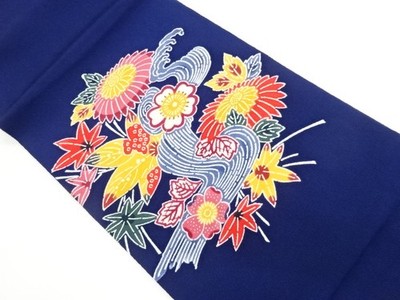 7764846: JAPANESE KIMONO JAPANESE HIRAKI NAGOYA OBI / CHIRIMEN / KATAZOME / ROUG