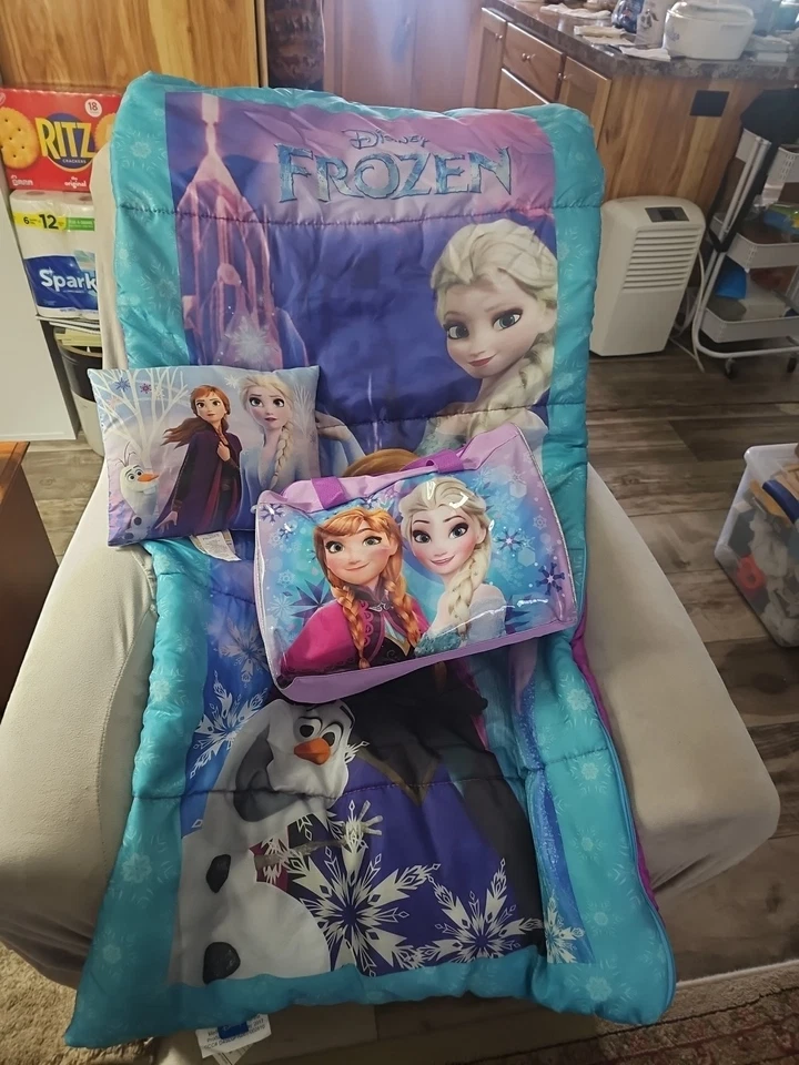 Saco de dormir infantil Disney Frozen con bolso de mano Elsa Anna Olaf azul 2017 Foto 4 de 4