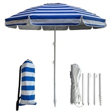 6.5FT Foldable Beach Umbrella with Sand Anchor, Tilt  Windproof Vent for Travel