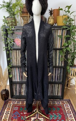 Rick Owens FW 2008 schwarze Strickjacke mit Lederärmeln